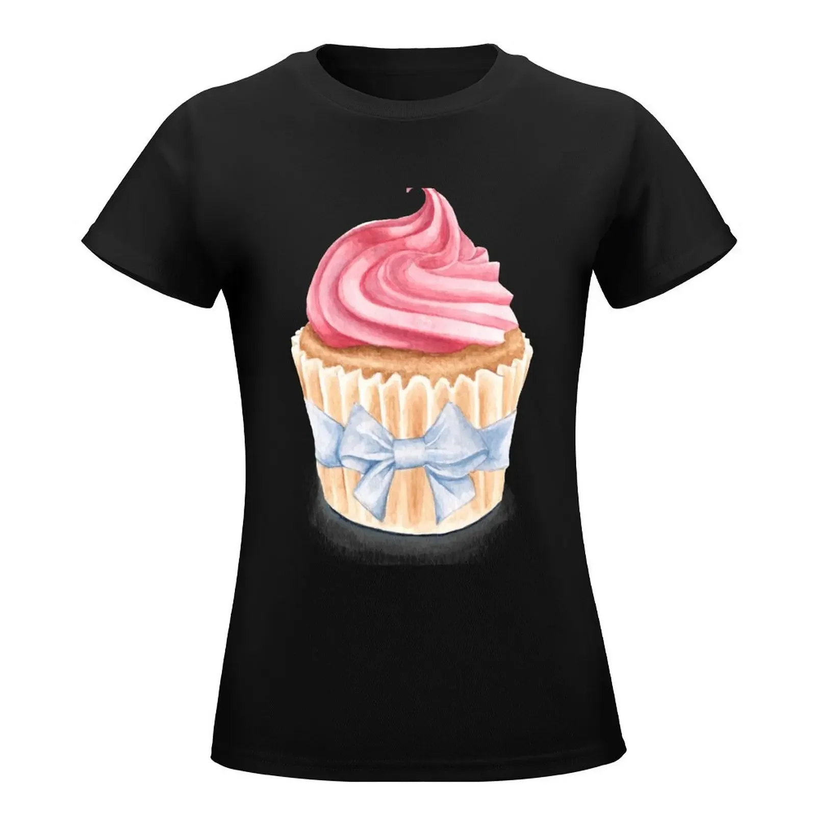 Pink Cupcake T-Shirt animal print shirt for girls hippie clothes funny Short sleeve tee luxury designer clothing Women