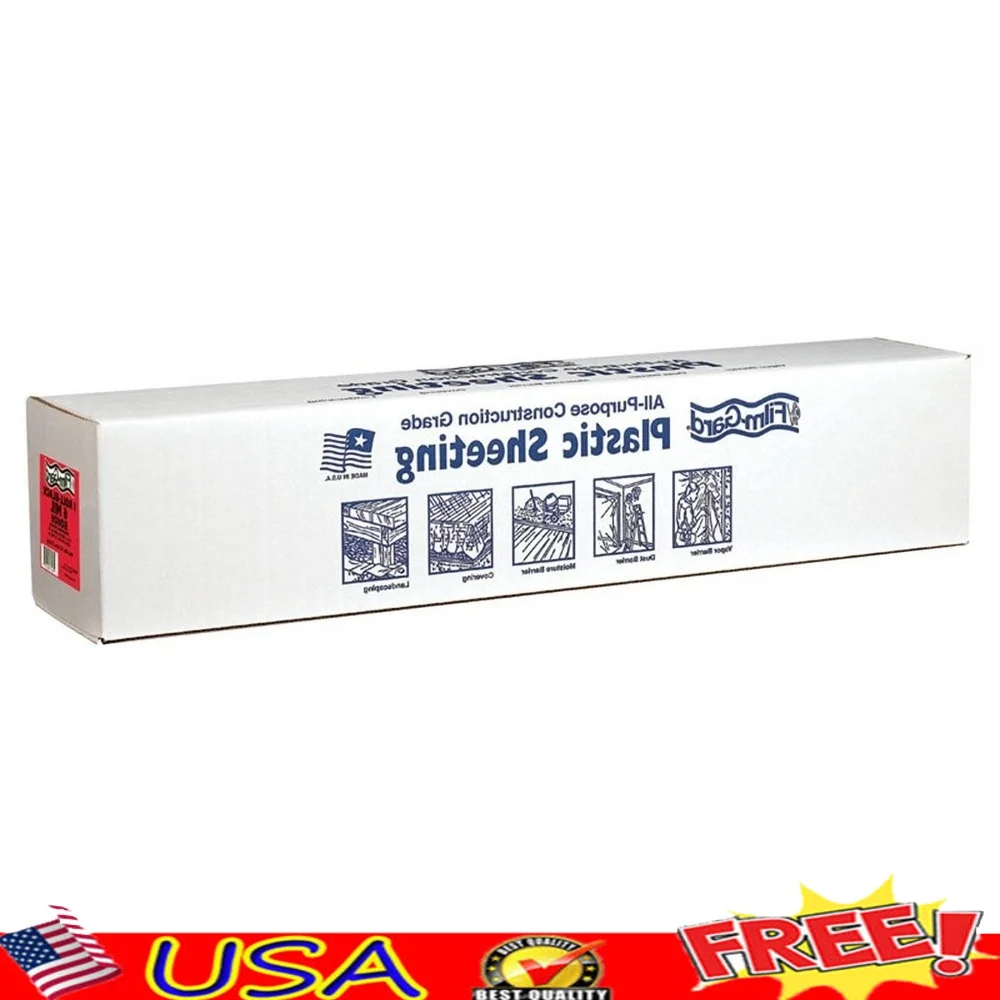 

6x100 Черный полиэтиленовый строительный лист 6 мил Сверхмощный устойчивый к разрыву прочный гибкий химически стойкий сельское хозяйство