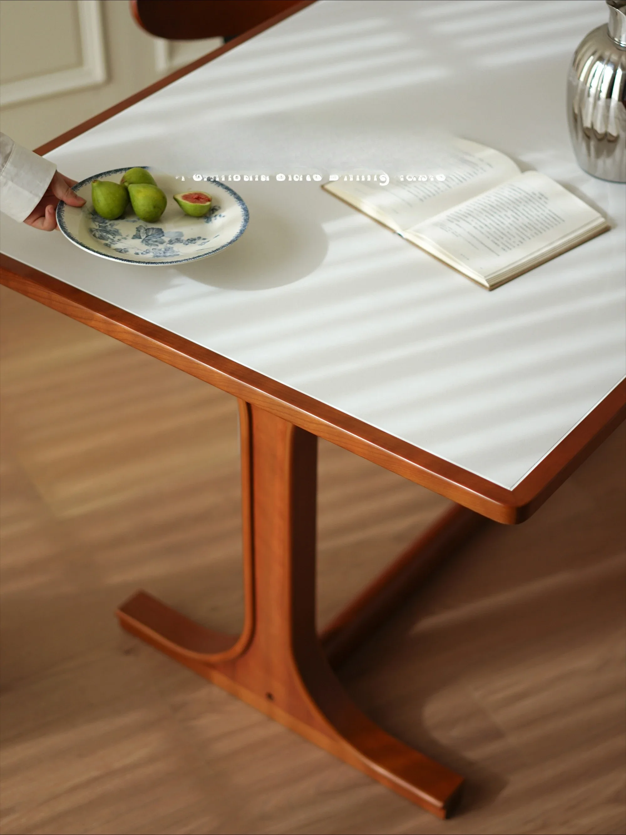 Mesa de jantar de ardósia Península para uso doméstico, mesa de jantar de madeira maciça moderna e simples