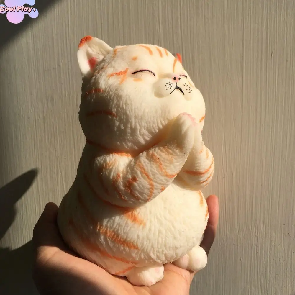 Prayer Cat Big Cat Doll Squeeze Toy Cartoon Animal Soft Cat Shaped Squeeze Toy Colorful Big Artificial Doll Squeeze Toy Office