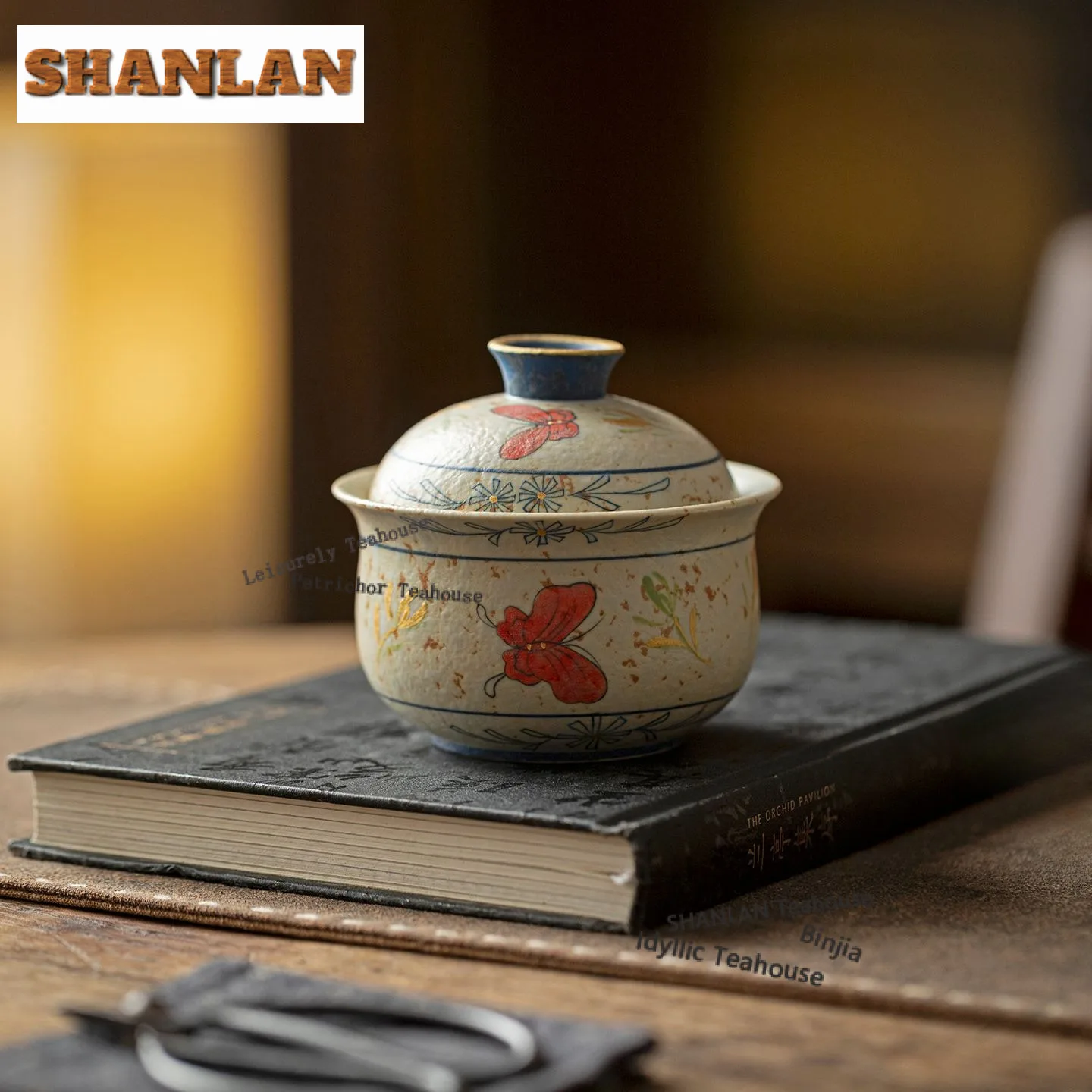 

160 мл ручная роспись бабочка орхидея гавань винтажная чайная чаша с крышкой набор чайник крышка чаша кунг-фу чайный сервиз подарок