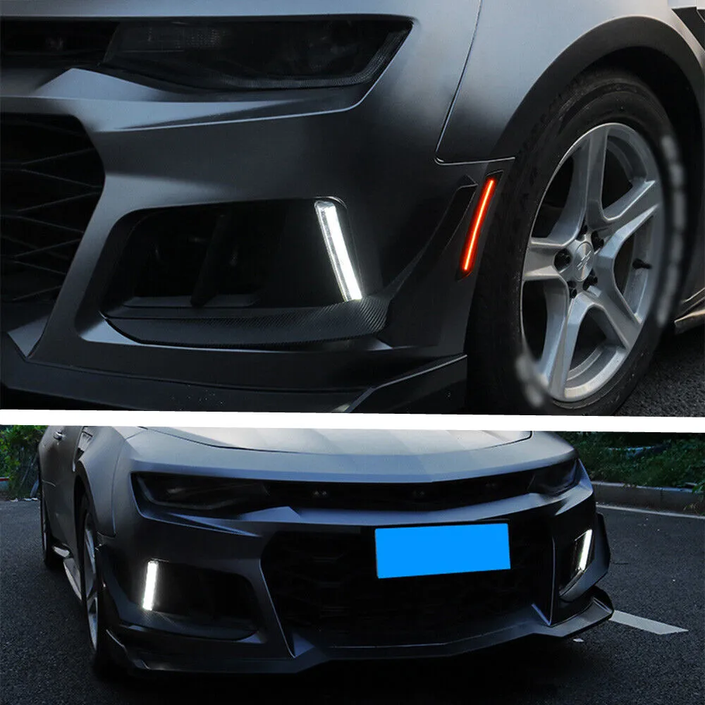 Car DRL Fog Lights For Chevrolet Camaro Led Daytime Running Lamp Turn Signal Lights For Chevy Camaro ZL1 RS 1LT 2016 2017 2018