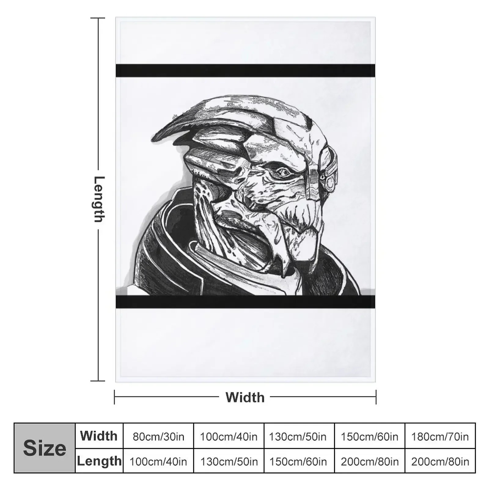 Garrus Vakarian: Mass Effect Throw Blanket couch cozy soft plush fuzzy picnic outdoor blanket