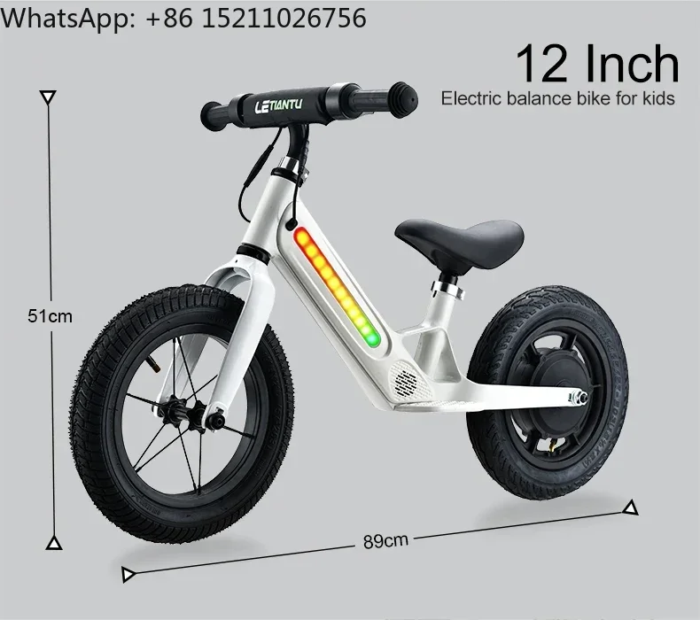 Battery Operated Balance Bike Self-Balancing Electric Learning Bike for Kids Mini Electric Stability Balance Bike for Toddlers