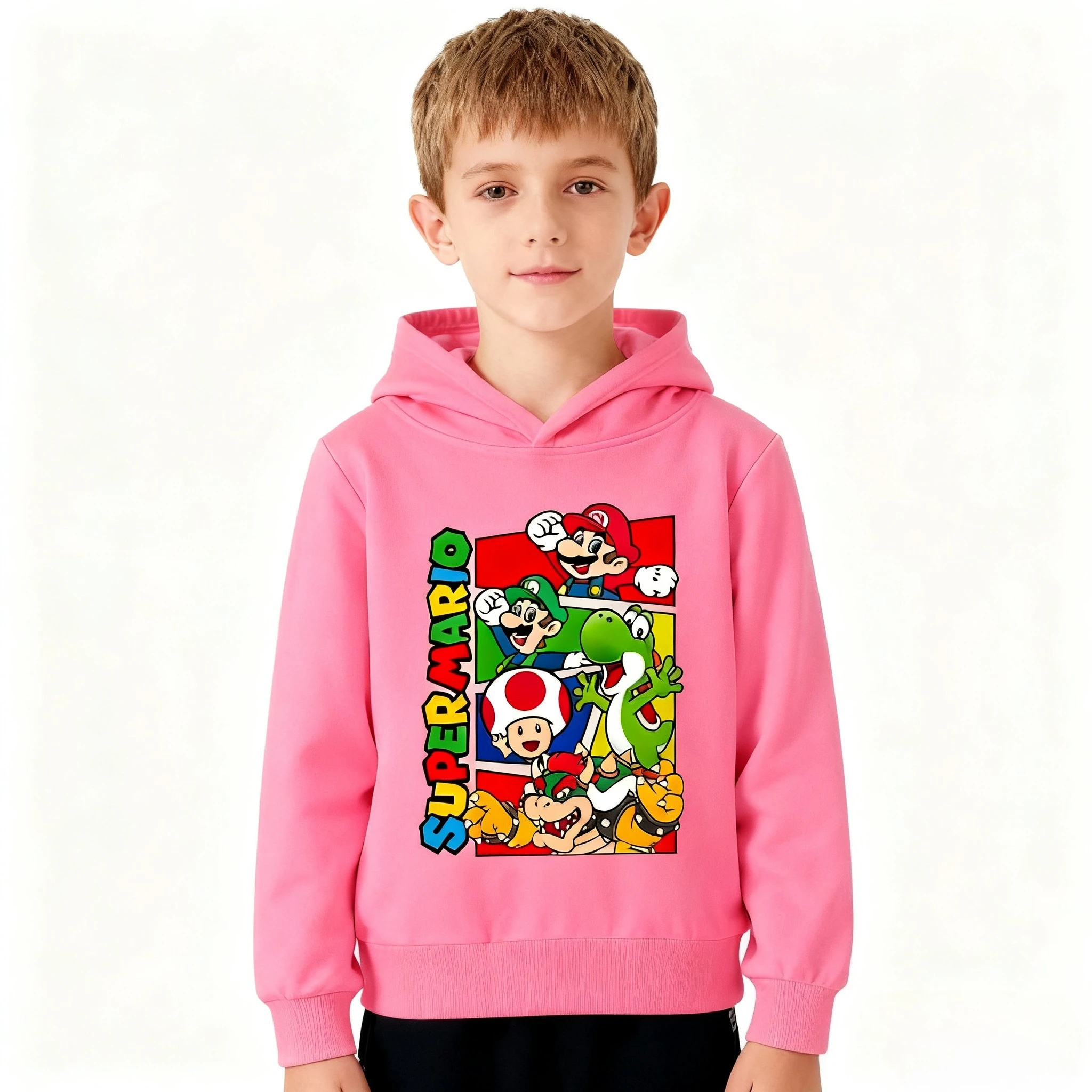 

Hot selling Mario autumn and winter children's hoodies, warm hoodies, fashionable and innovative children's clothing