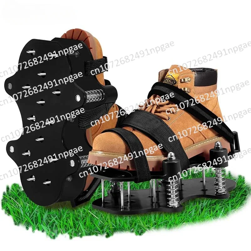 

Lawn Ventilated Shoes Garden Grass Spikes Telescopic Spring Soil Loosening Oxygenated Shoes Straps Soil Loosening Shoes