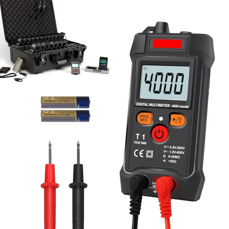 

Digital Multimeter Auto-Ranging Tests 4000 Counts Portable DC AC Voltage Tester Battery Powered Ncv Contactless Electrical