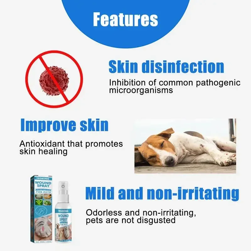 30ml Pets Anti-Itch And Itch Relief Dogs Cat Skin Healthy Care Spray Skin Care Treat Products For Itchy And Sensitive Skin