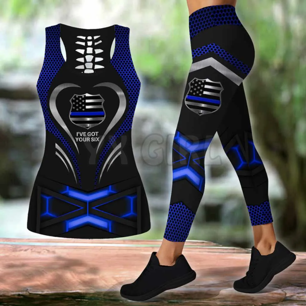 

I've Got Your Six - Police Officer Metal Combo 3D Printed Tank Top+Legging Combo Outfit Yoga Fitness Legging Women