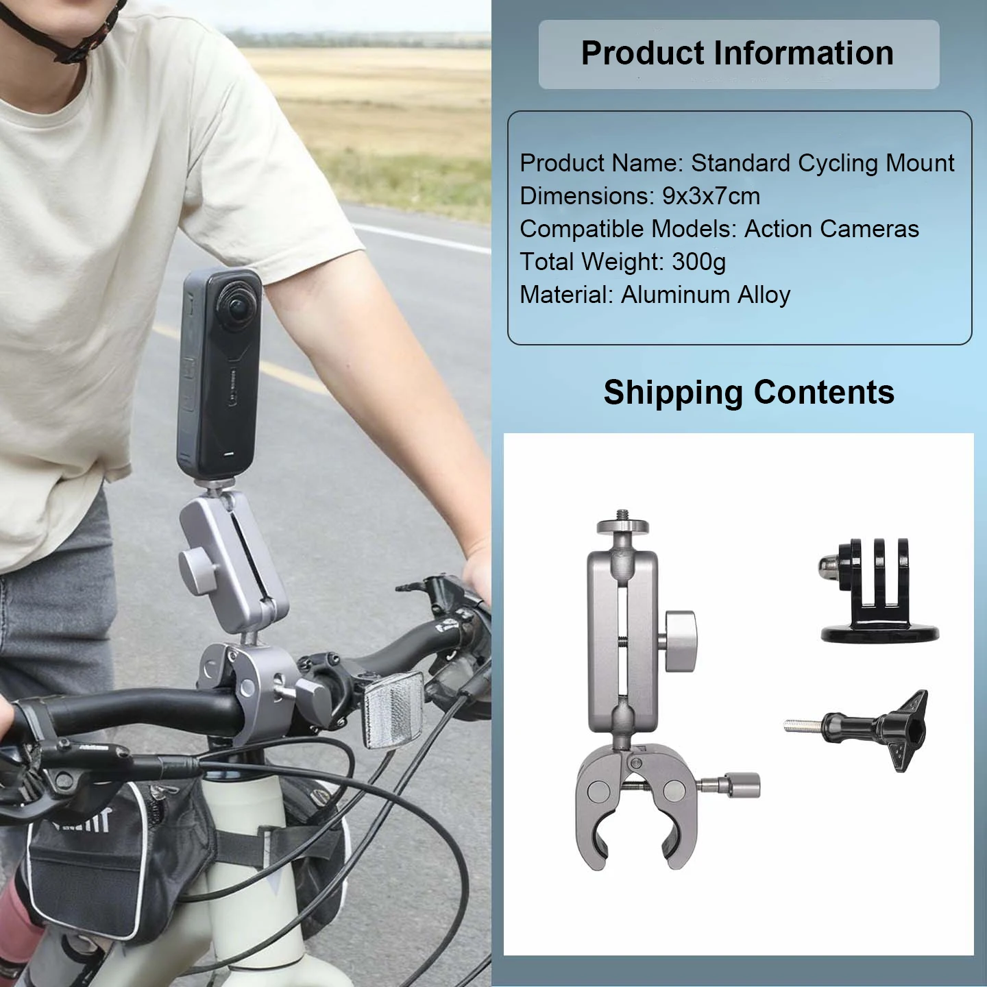 

Action Camera Mount For Insta360 and for Dji Motorcycle Bicycle Handlebar Arm Holder Bracket Clip