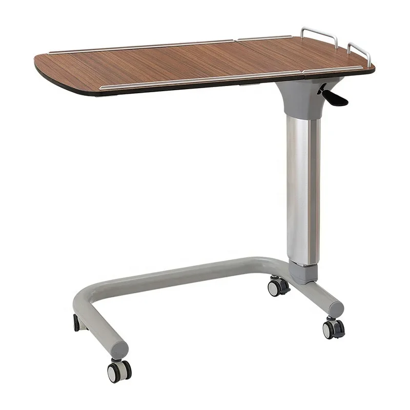 Hot Sale Modern Hospital Furniture Adjustable Overbed Table Mobile Dinner Table with Wheels Use in Hospital