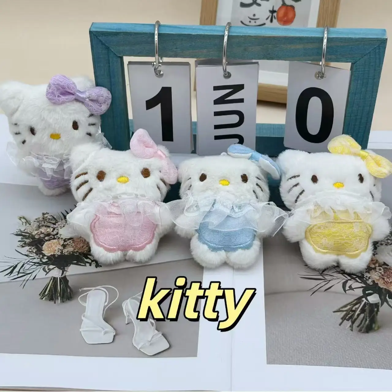 1/5 Pcs Sanrio Hello Kitty Cute Skirt Cat Pendant Plush Cartoon Cat Student Bag Hanging Decoration Accessories image 6