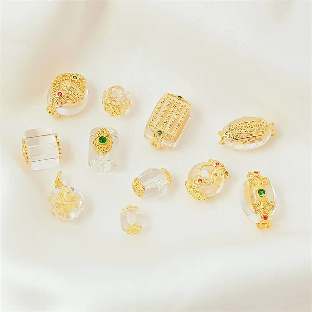 

Natural Stone White Crystal Patch, Beaded Claw Clasp, Ginkgo Leaf Pendant Diy Handmade Bracelet Necklace and Jewelry Accessories