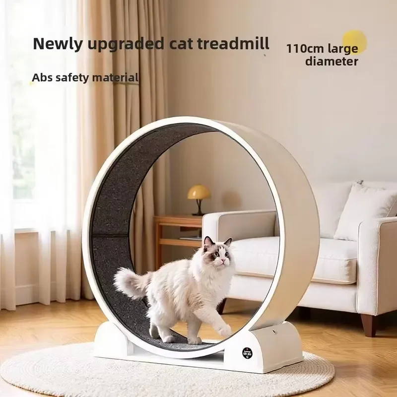 Silent Cat Exercise Wheel with Smart Display ABS Material Indoor Fitness Roller for Pets Quiet Running Toy Climbing Frame
