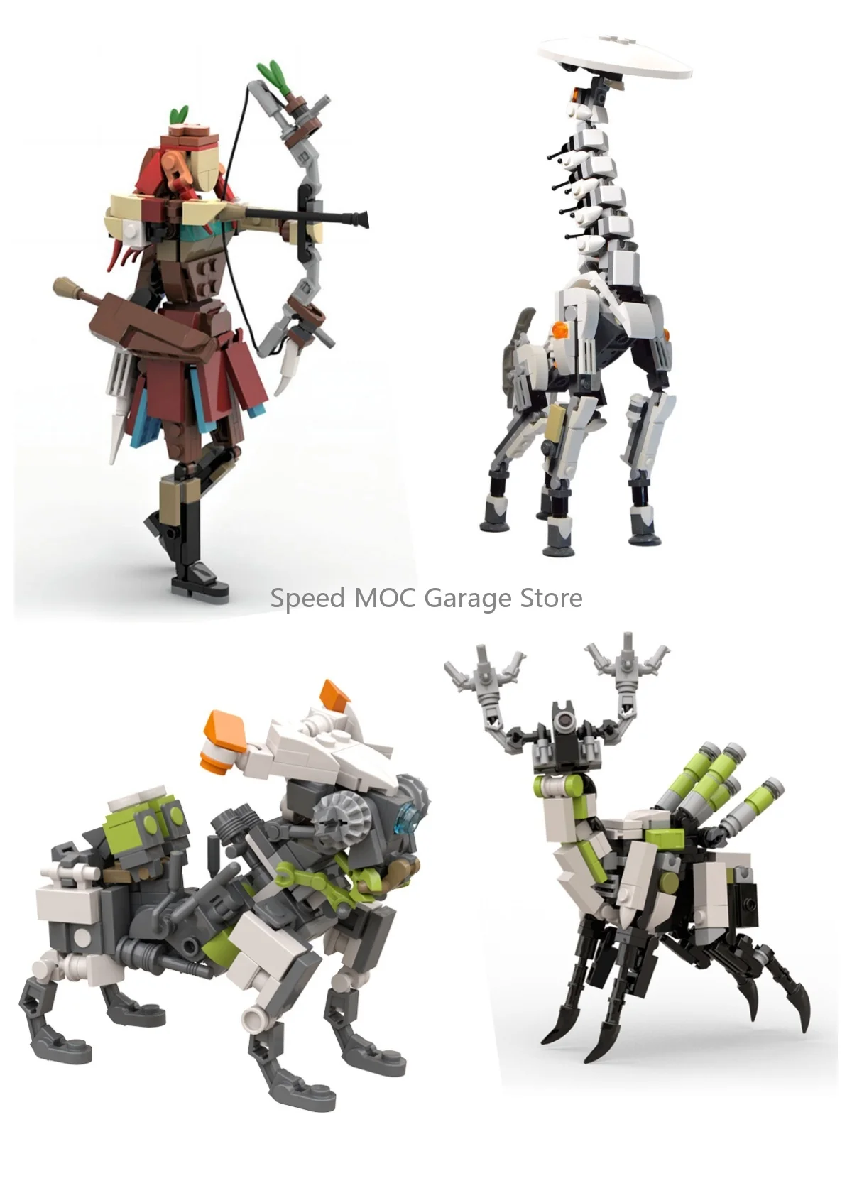High-Detail Future Ruins Mech Beast MOC Building Kit Post-Apocalyptic Game Theme Small Particle Bricks Desktop Display Gift