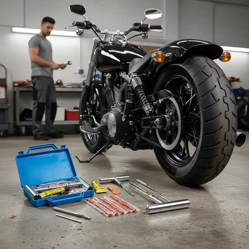 Car Tire Repair Kit Heavy Duty Emergency Puncture Repair Tool Set with Storage Box for Outdoor Road Trip