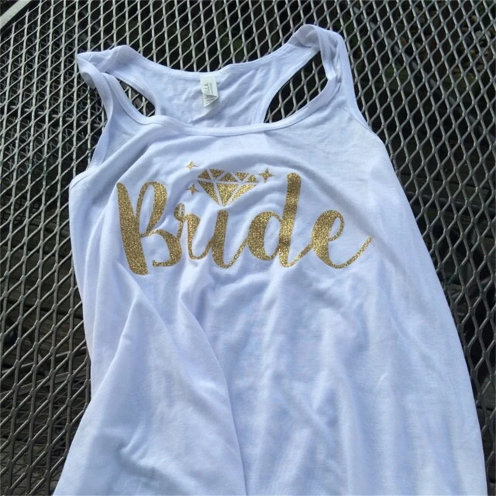 bride tank top - bella flowy tank top with sparkle and bling bride tank top glitter foil engagement gift or bridal shower gift G