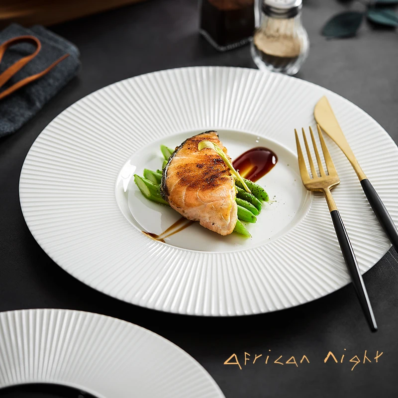 

African Night Nordic Simple Steak Plate Restaurant Hotel Kitchen Plate Western Tableware Creative French Pasta Plate