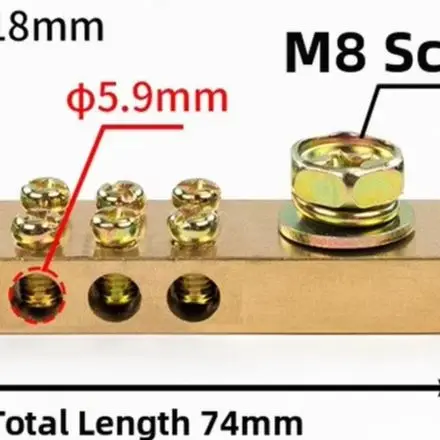 2pcs Copper Double Hole Busbar Terminals for Ribbon Cable For grounding Compact Size Easy Integration 74mm 118mm 210mm