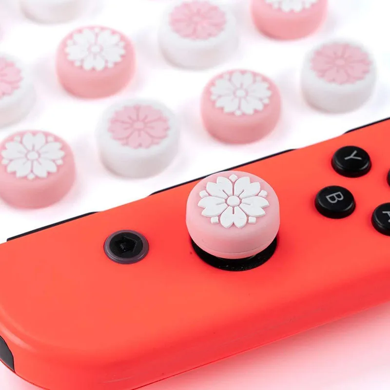 4pcs/lot Cute Pink Silicone Thumb Stick Grips Analog Joystick Caps for Joy Con Switch OLED Lite Game Accessories image 2