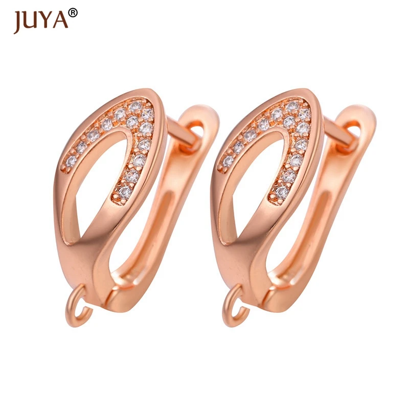 JUYA Ear Hook Micro-inlaid Zircon Earrings Clasp Gold//Rose gold/Black Manual DIY Earrings Accessories Wholesale