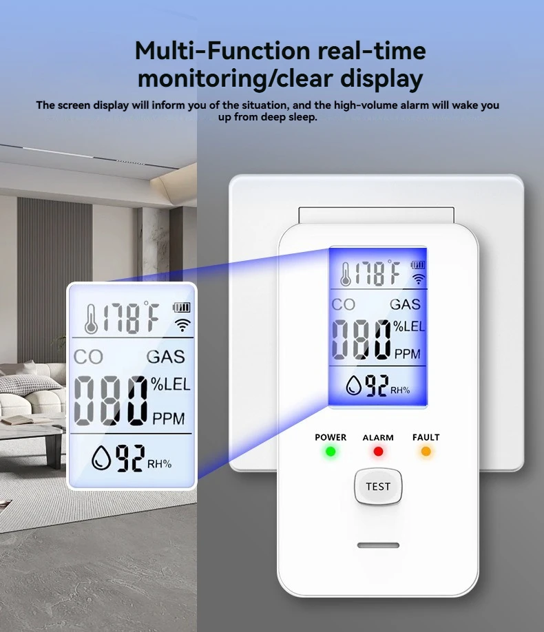 

4-in-1 Natural Gas Leak Detector & Carbon Monoxide Detectors with Natural, Propane, Co & Gas Leak Detector Temperature Detector