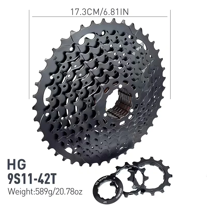 1 Stück VG SPORTS 9/10-Gang MTB Fahrradkassette mit Fahrradkette, passend für HG-Naben 9v 10v 11-40T 11-42T Mountainbike-Teile – Detail 9