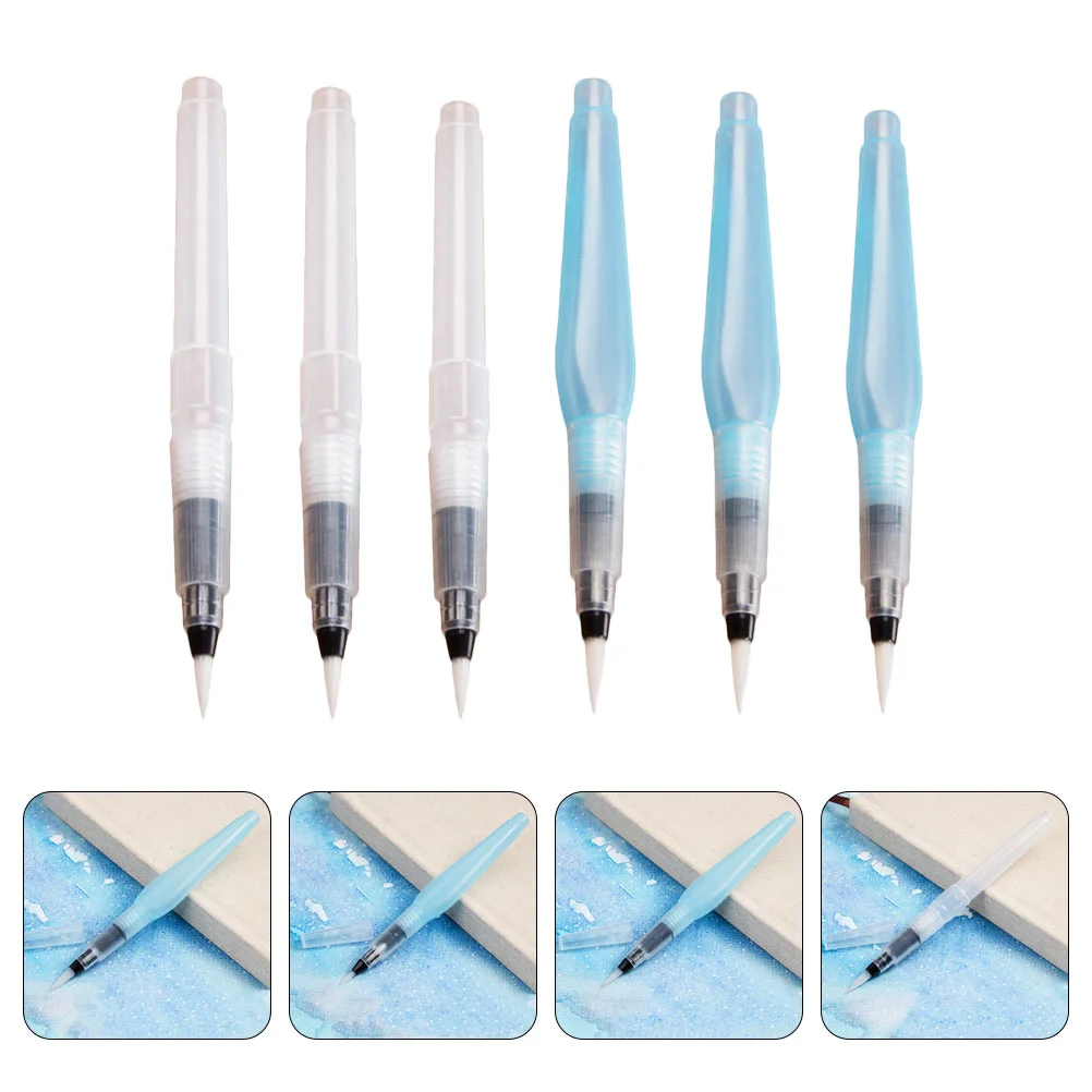 6 Pcs Writing Brush Water Storage Pens Small Student Paintbrushes Painting Kids Child