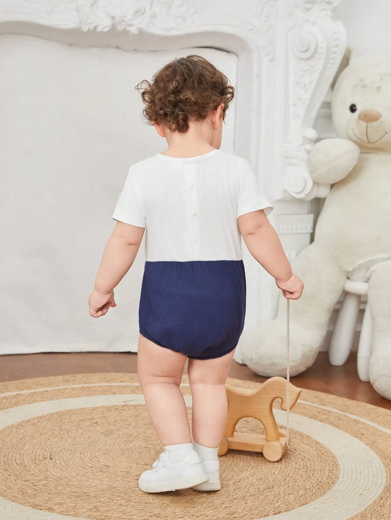 2-Piece Baby boy Cute Comfortable Casual Outdoor Short-sleeved One-Piece Suspenders Briefs Patchwork Gentlemen\'s Clothing