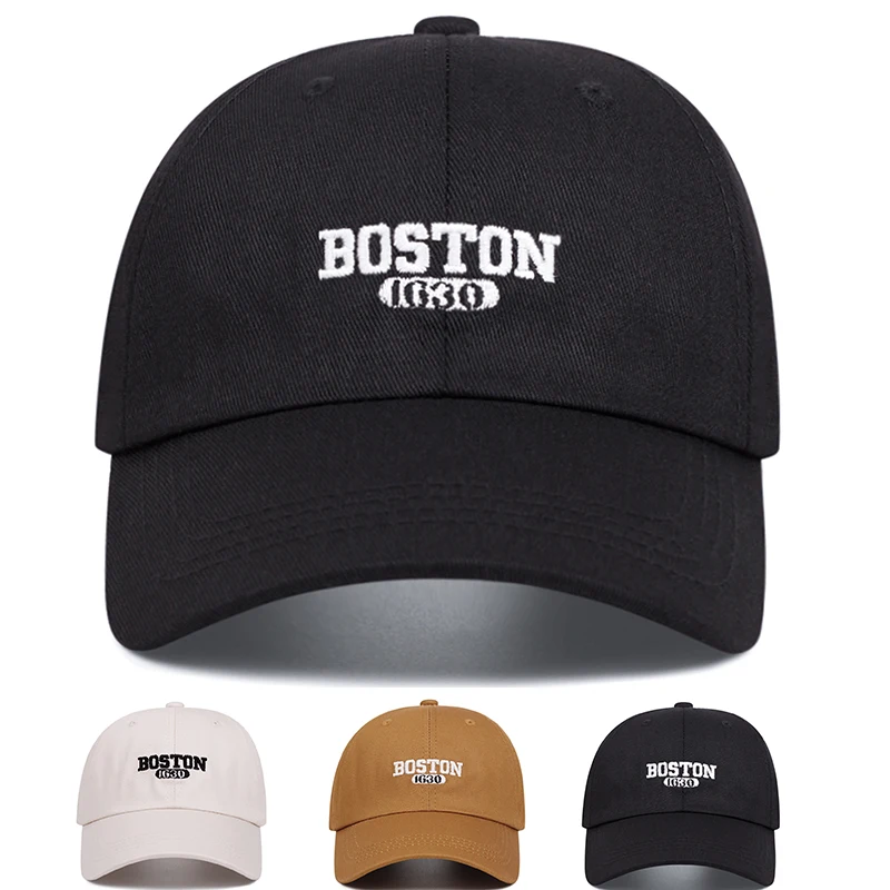 boston letter embroidered baseball caps women men outdoor sports event casual caps