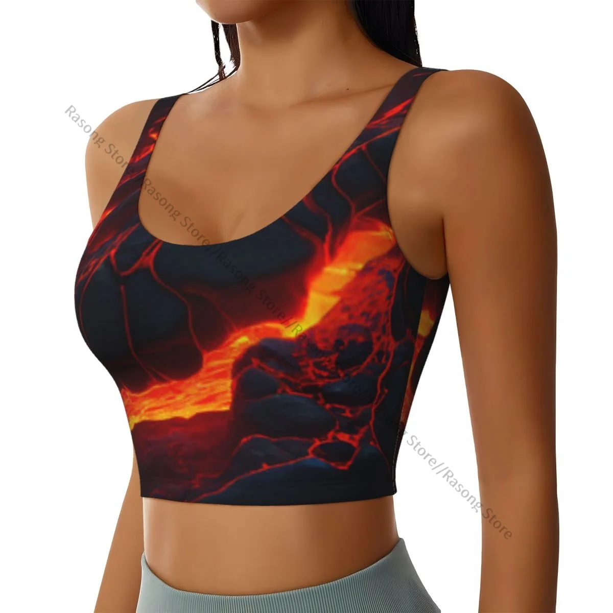 Women Sexy Sports Vest Lava Flows On Stones Eruption Female Streetwear Sport Lingerie Tee Crop Top