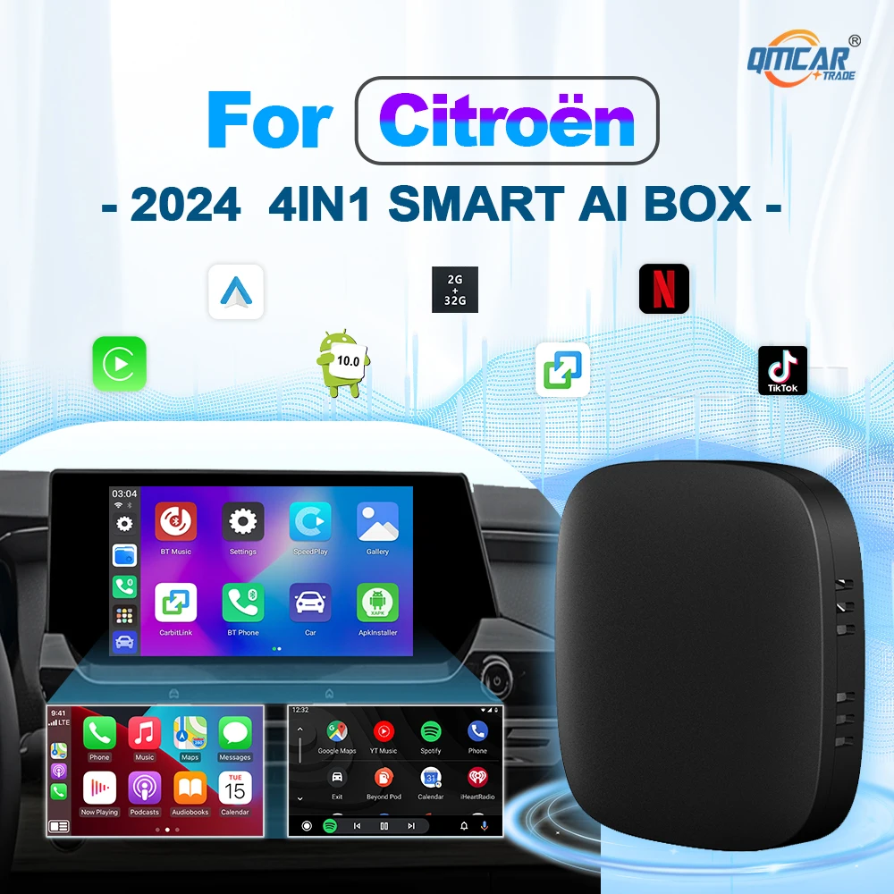 Carplay Ai Box Wireless CarPlay Android auto Tv Box For Youtube Netflix For Citroёn Aircross Berlingo Multispace C4 Picasso C5