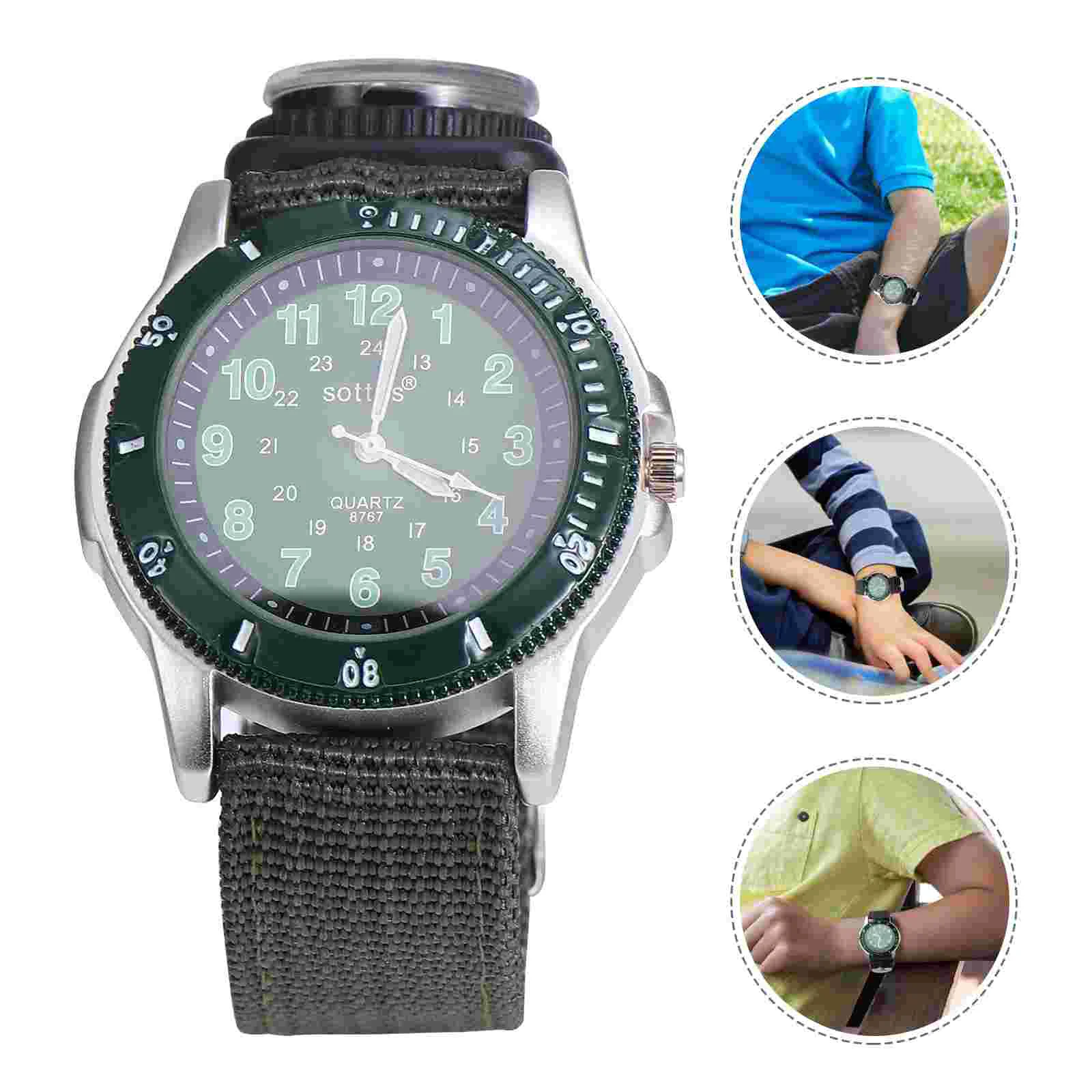 Wrist Watch for Men Quartz Luminous Kids Calculator Children Waterproof Green Practical