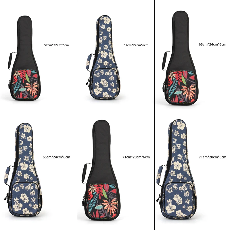 21 23 26 Inch Ukulele Bag Waterproof Backpack Thicken Dustproof Shockproof Padding Cotton Pad Ethnic Style Flower Guitar Handbag