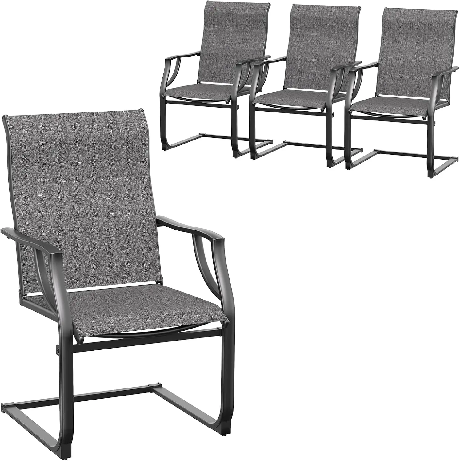 Chairs Set of 4 Outdoor Dining Chairs for All Weather Breathable Garden Outdoor Furniture for Backyard Deck Grey