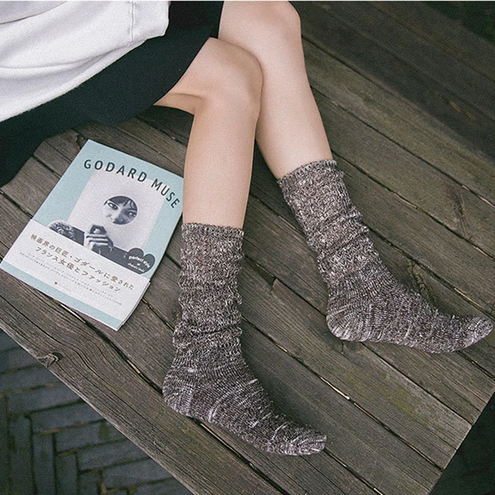 

Women Cotton Socks Breathable Soft Durable Texture Loose Socks Fashion Dress Style Coffee Color