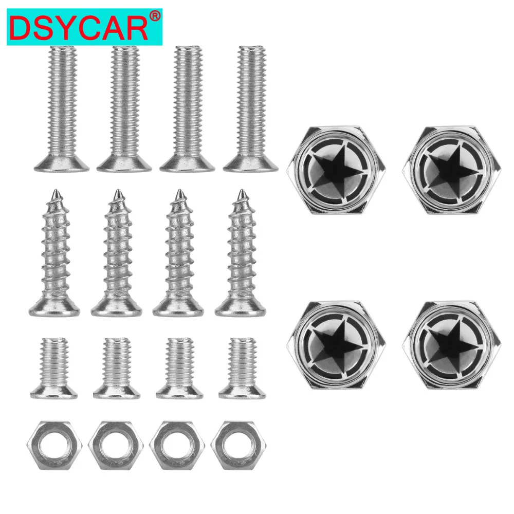 DSYCAR Chrome Metal Land Force  Pentagram Logo Anti-theft Car License Plate Bolts Frame Screws,Pack of 4,car accessories