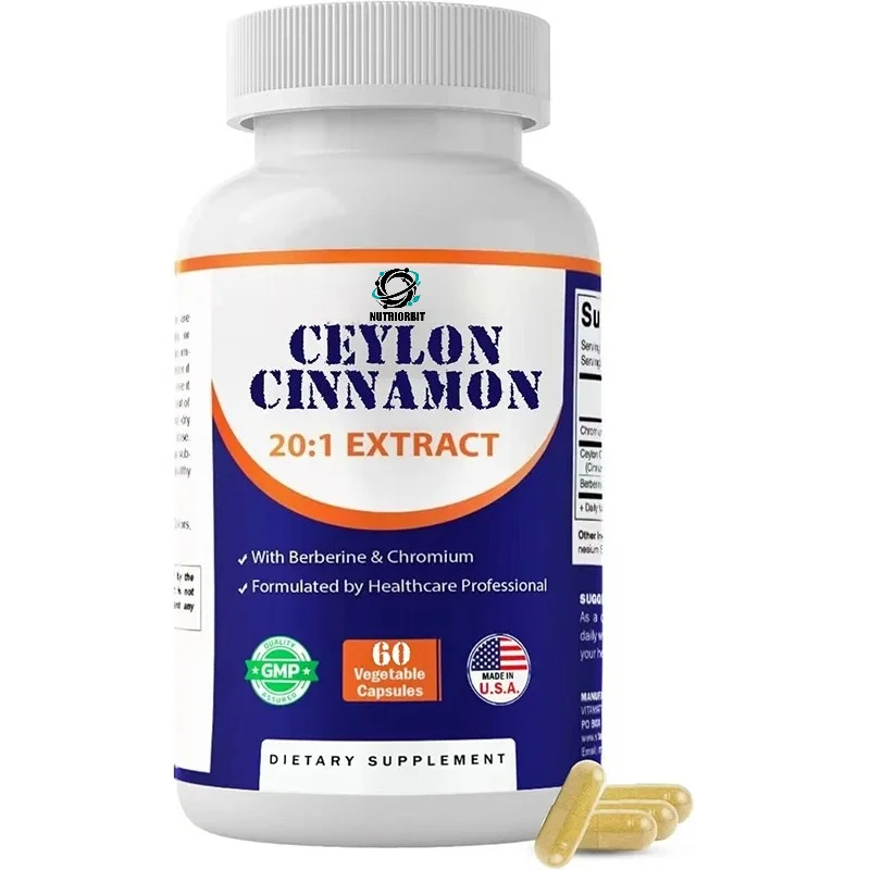 Ceylon Cinnamon and Berberine, Plant Extract, Non GMO, Gluten Free, Concentrated Herbal Supplement, 60 Capsules