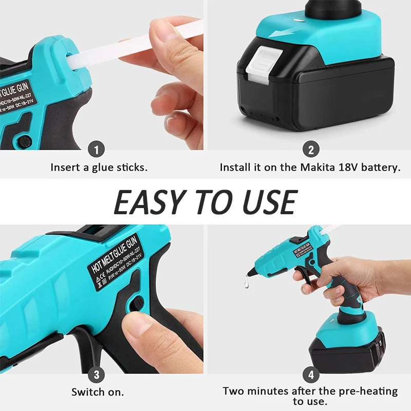 Cordless Glue Gun for Makita 18V Battery 7mm Handheld Electric Power Hot Glue Guns Cordless Hot Glue Gun for Arts Crafts Repair view 3