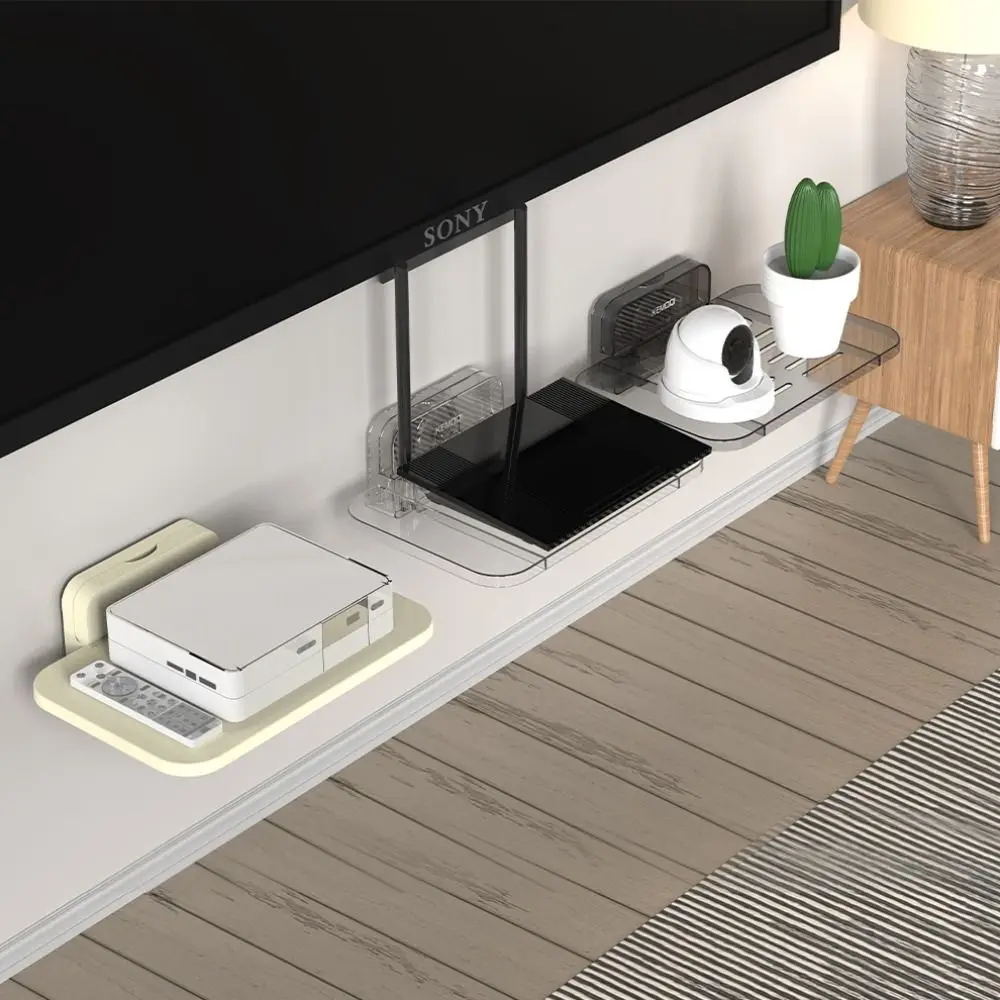 

Suction Cup Wireless Wifi Router Storage Shelf Transparent Removable Wall-Mounted Storage Holder Space Saving Waterproof
