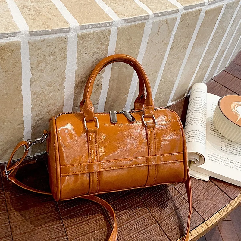 MIni Women Bag Zipper Closed Fashion Lady Single Shoulder Bags Portable Thickened PU Leather Totes Mobile Phone Bucket Tote Bag