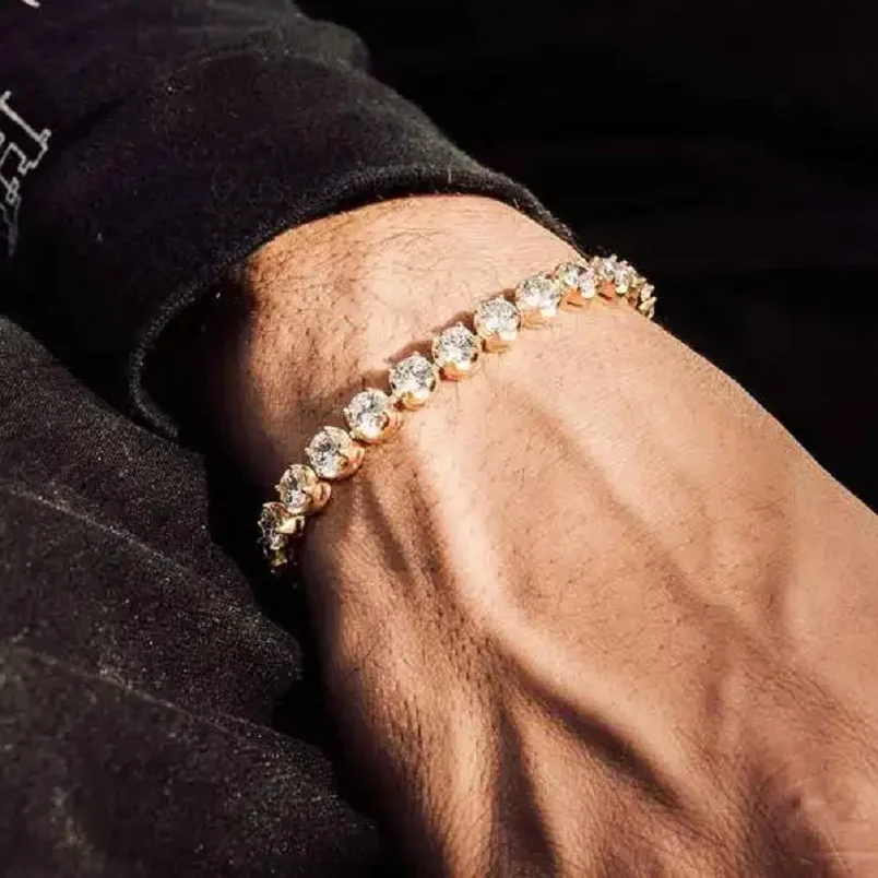 

Iced Out Bling 5mm Cubic Zircona Crown Prong Set Tennis Bracelet Color Gold Silver Color Hip Hop Men Women Jewelry Wholesale