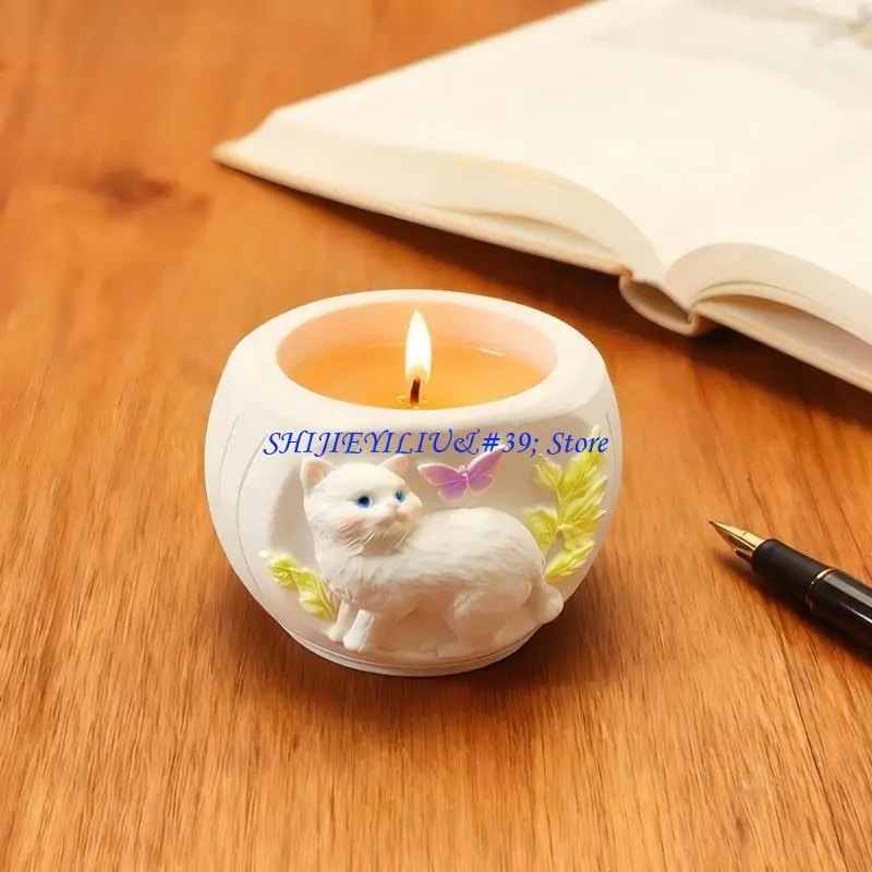 E21F Creative Cats Shaped Silicone Mould for Flower Pots Jewelry Containers Easy Demolding Craft Project Home Decoration