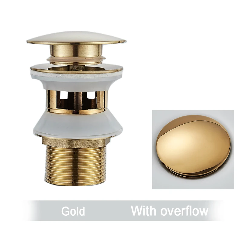 Goud Pop-up Afvoerknop Badkamer Gootsteen Plug Afdruiprek Sifon Afvalstopper Wastafel Kraan Accessoire Wastafel Pijp Zwart