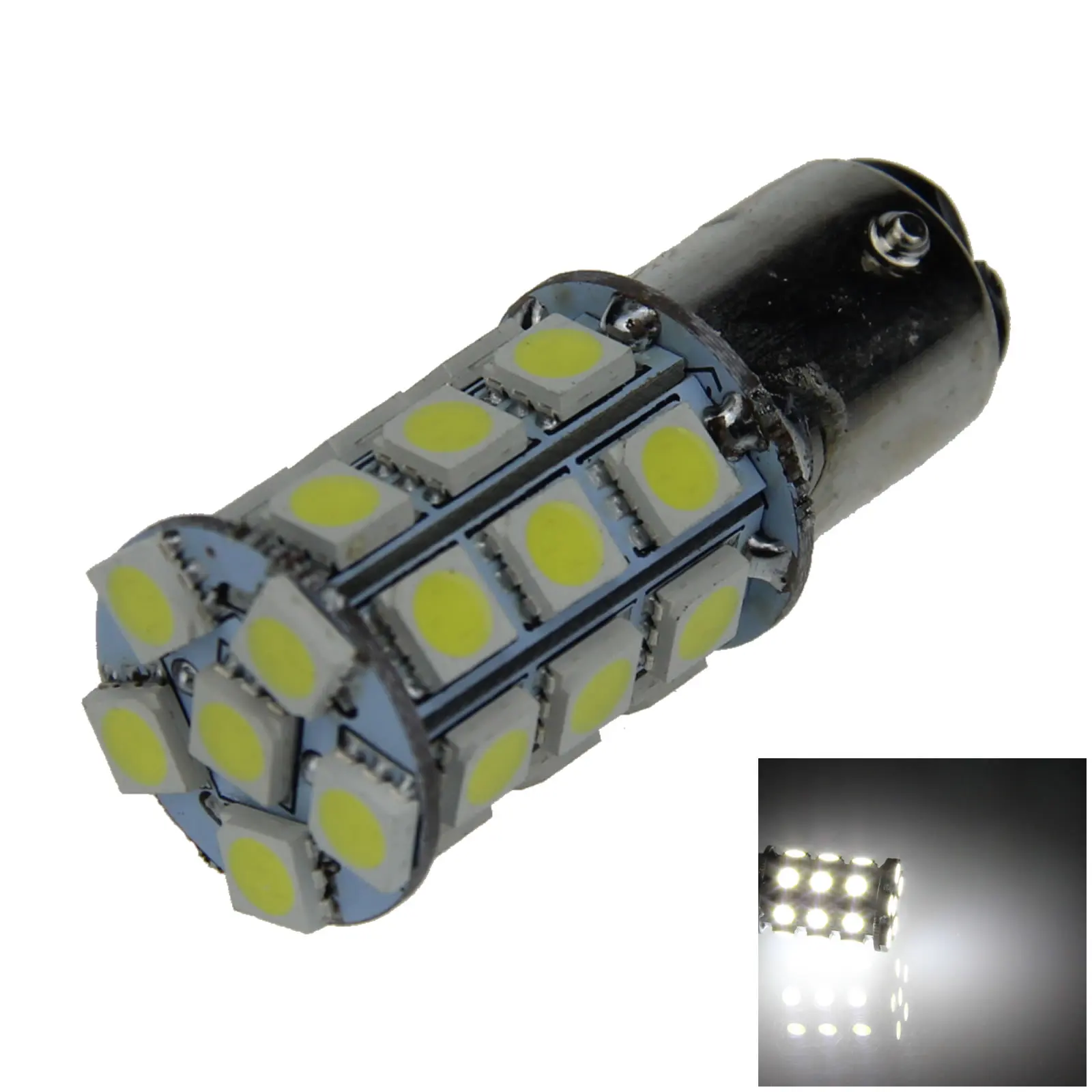 1x White Car 1157 Brake Light Backup Blub 27 Emitters 5050 SMD LED 1493 BAY15D E007-W