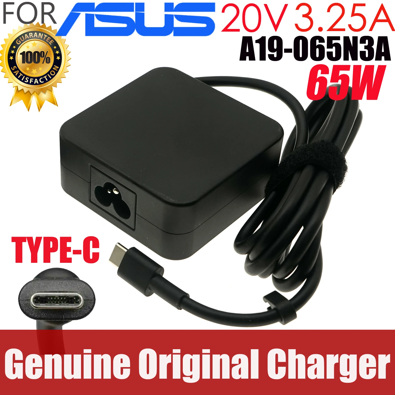 

Orginal A19-065N3A For Asus 20V 3.25A 65W USB-C 5V 3A 9V 3A 15V 3A type C Laptop AC Adapter Charger AD2129020 W19-065N2B