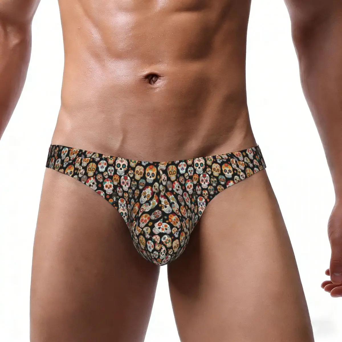 Men's Briefs Sexy Underpants Colorful Sugar Skulls Traditional The Day Of The Dead Bikini Underwear Men Panties