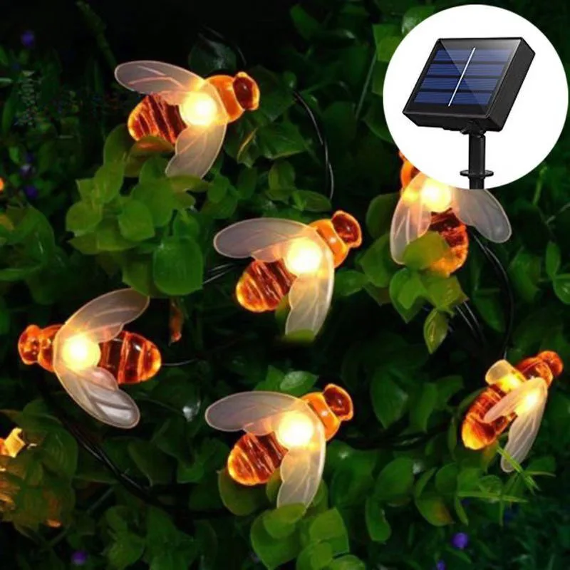 

20/50Leds Honey Bee 5/7M Solar Power Lamp LED String Fairy Lights Solar Garland Garden Christmas Decor Christmas Lights Outdoor