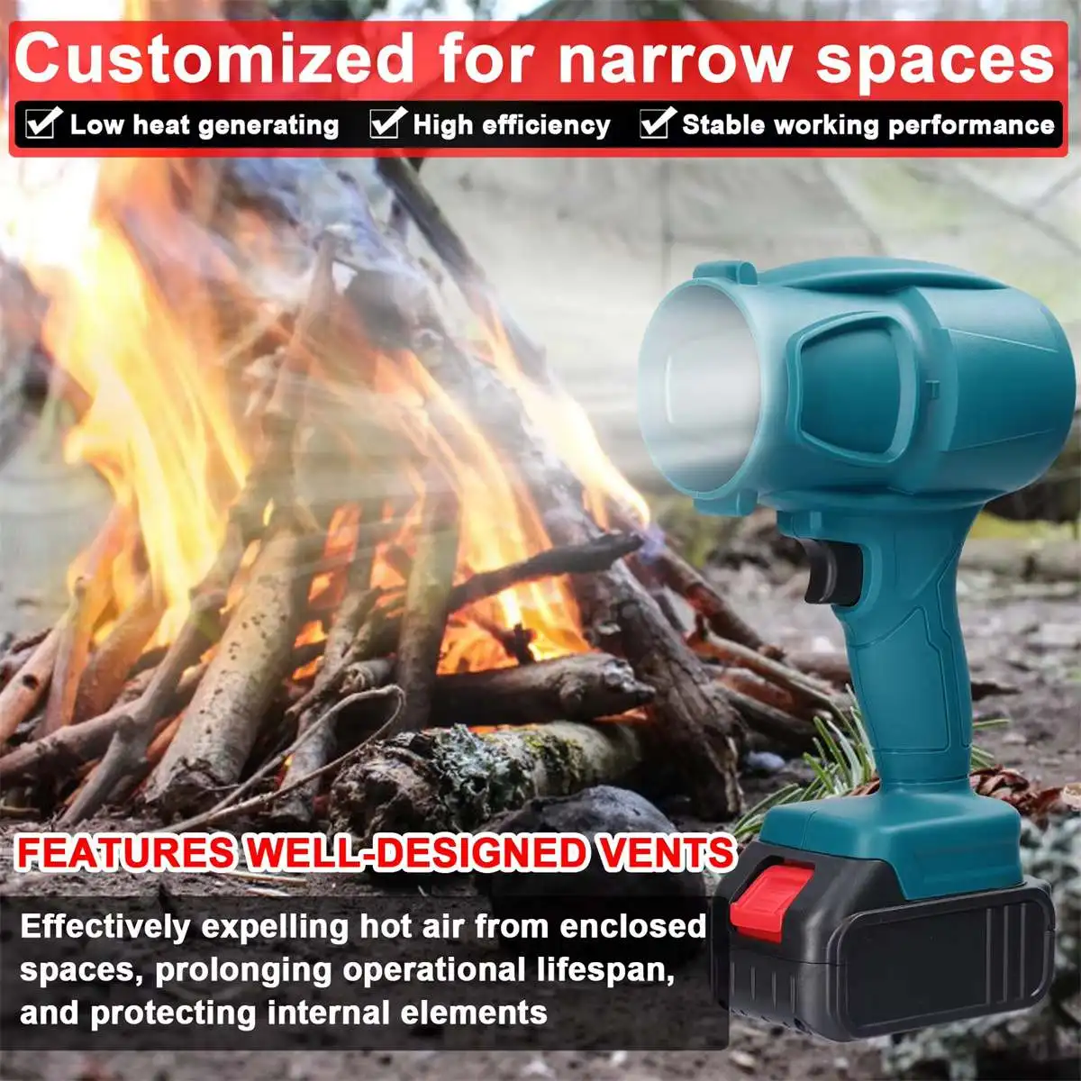 Stepless Speed Brushed Turbo Jet Fan 1000W Cordless Electric Air Blower Violent Handheld Power Tool for Makita 18V Battery