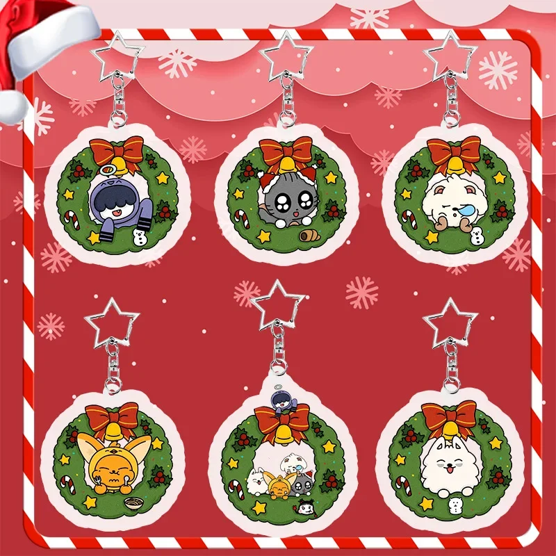 KPOP TT Cute Christmas Series Keyring SOOBIN YEONJUN BEOMGYU TAEHYUN HUENINGKAI Cartoon Acrylic Keychain Bag Pendant Fans Gift